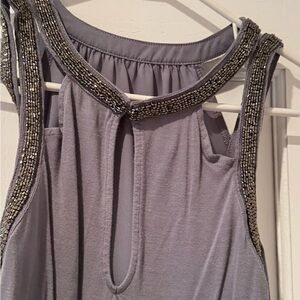 Grey embellished neck sleeveless top